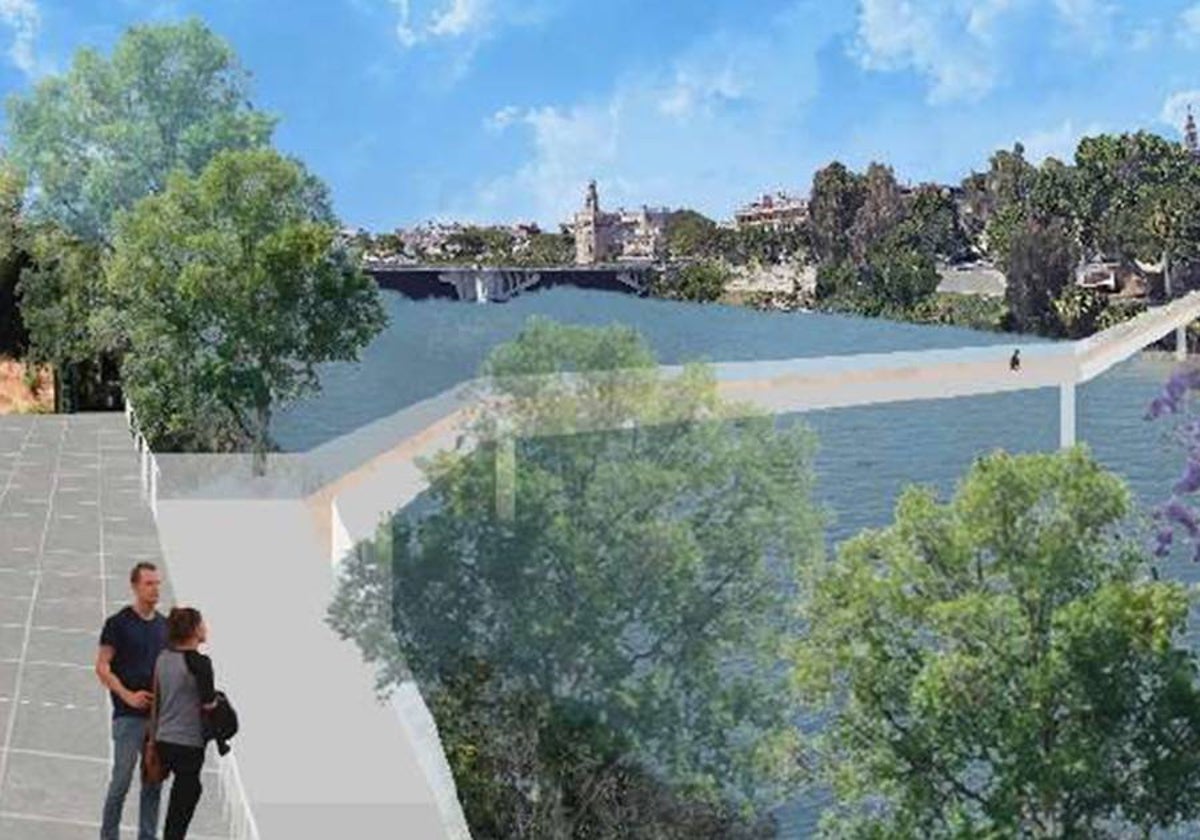 Recreación de la pasarela que no ha obtenido el visto bueno de Patrimonio