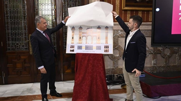 José Luis Sanz junto al autor de la portada, el italiano Davide Ganbin