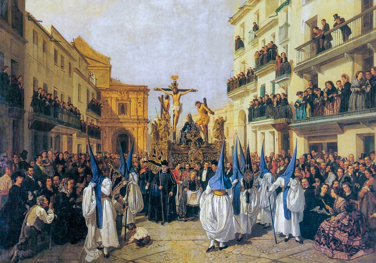 'La cofradía de Montserrrat por la calle Génova' (1862), de Manuel Cabral Bejarano