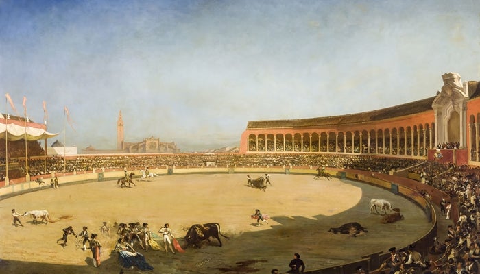 Corrida en la plaza de toros de Sevilla presidida por los duques de Montpensier' (1852), de Louis-Eugène Ginain