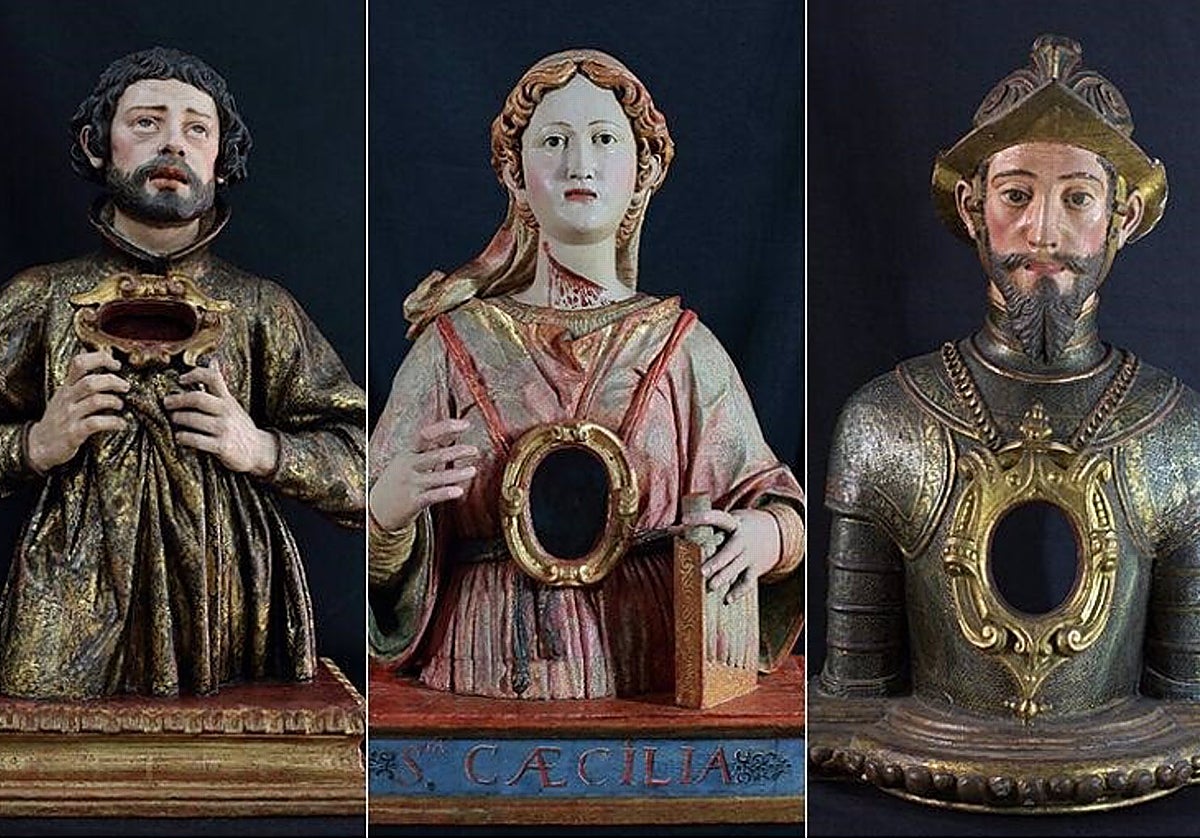 Algunos de los bustos-relicario que pertenecen a la Universidad de Sevilla