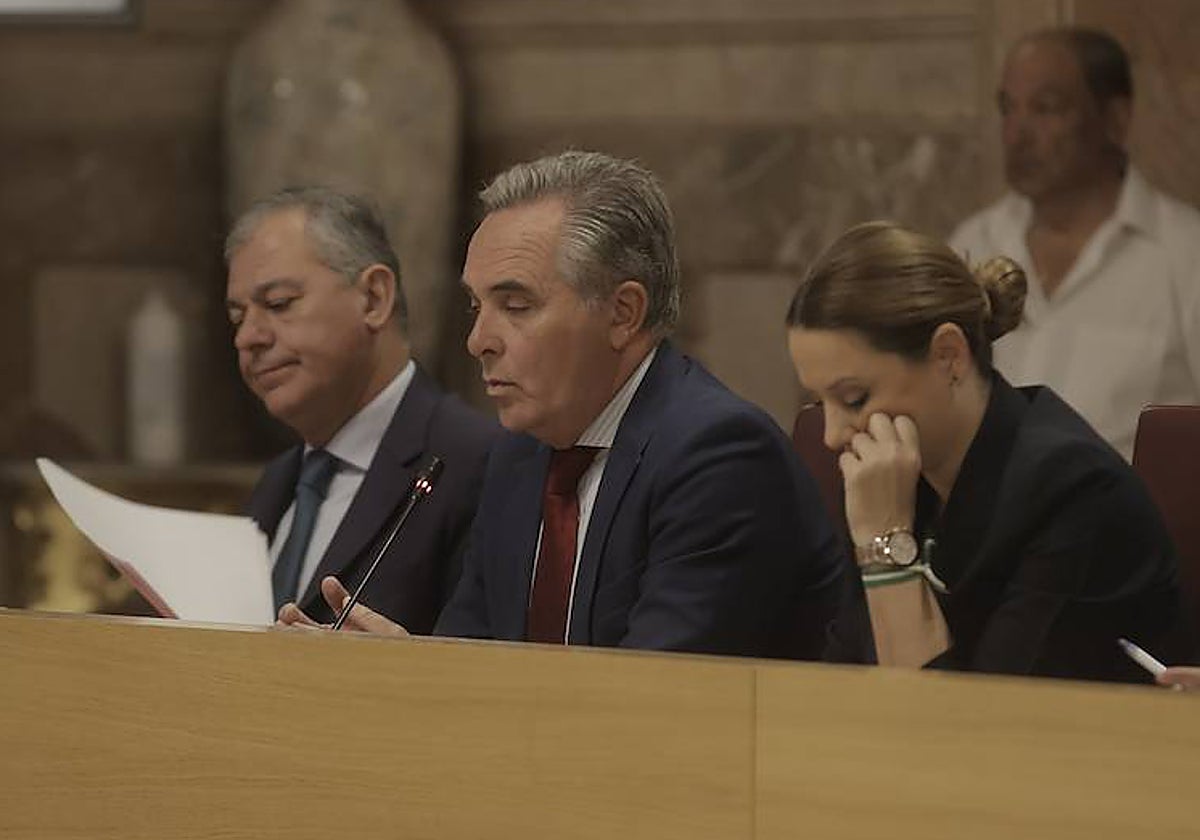 José Luis Sanz, Juan Bueno y Minerva salas durante el pleno extraordinario de este miércoles