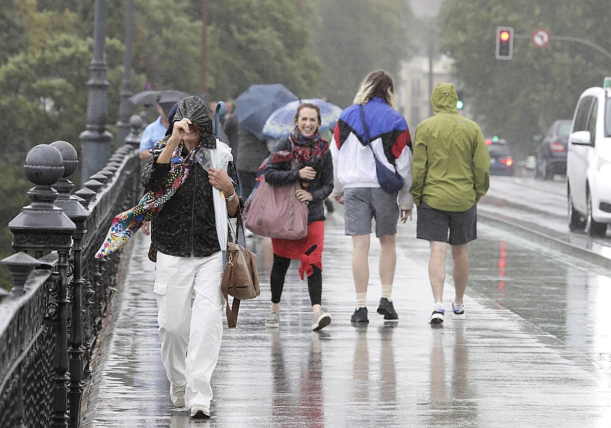 La borrasca 'Aline' provoca fuertes e intensas lluvias este jueves en Sevilla