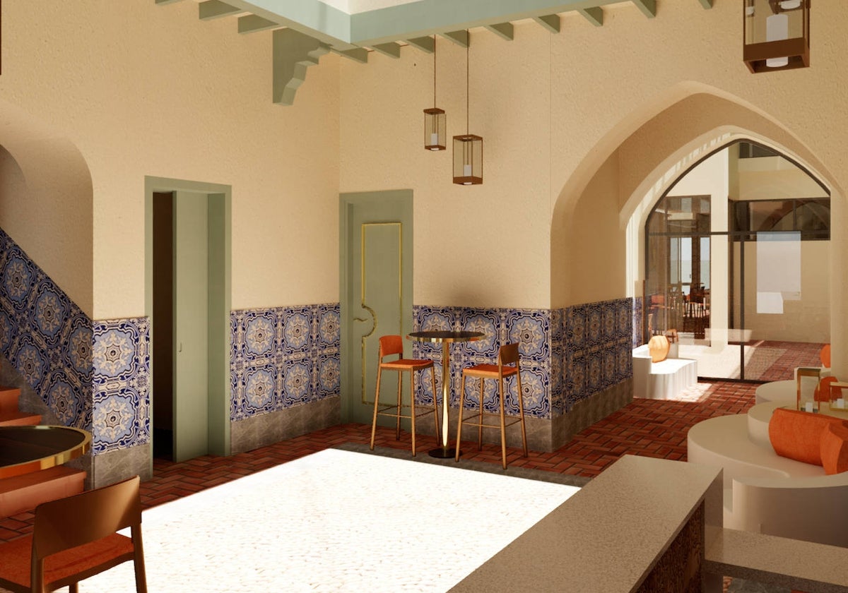 Recreación del interior del nuevo hotel de la calle Betis, diseñado por Honorio Aguilar