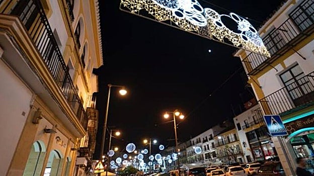 Calles de Utrera con decorado navideño