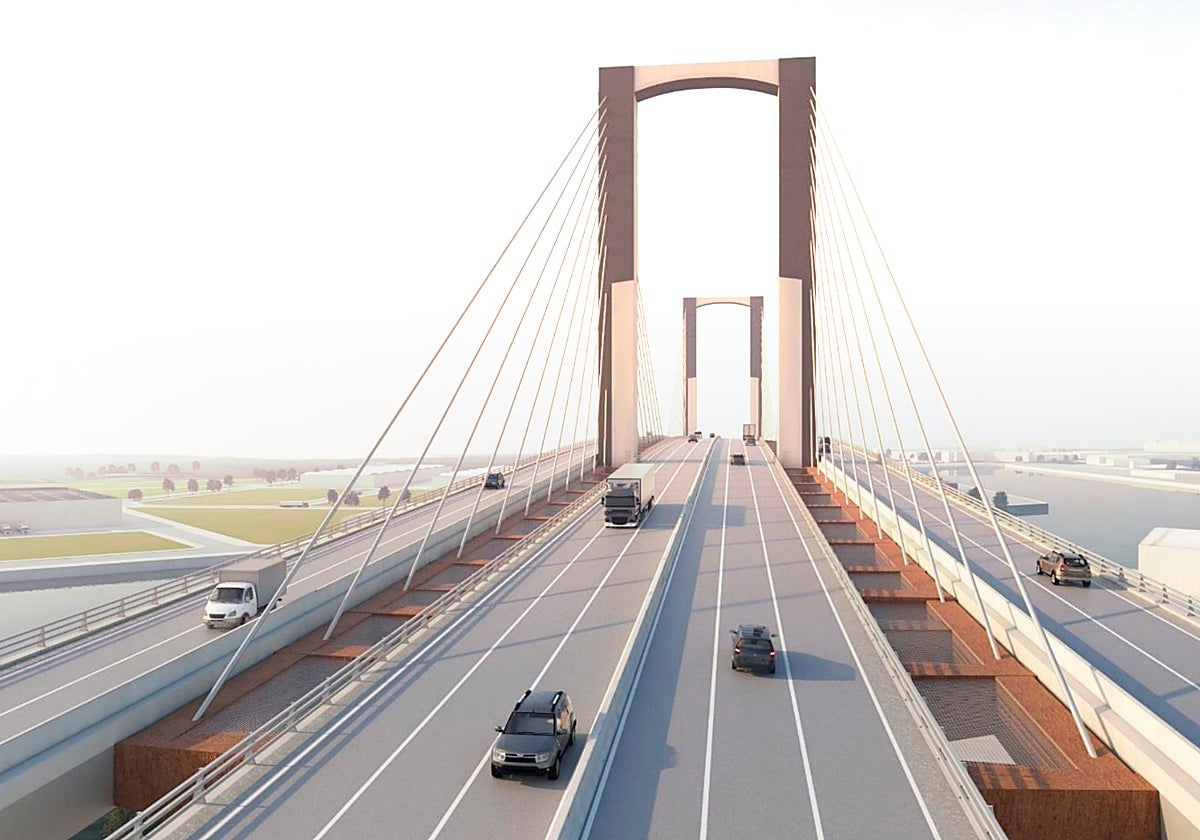 Recreación del proyecto original del puente del Centenario con la ampliación completa