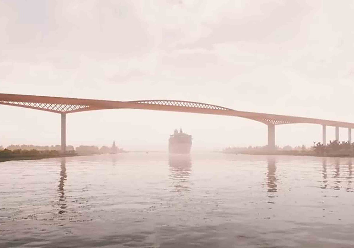 Recreación virtual del puente de la SE-40, cuyo diseño aún no está definido