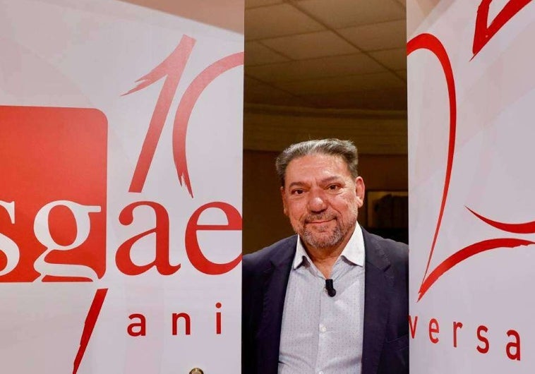 El presidente de SGAE, Antonio Onetti, durante la rueda de prensa del 125 aniversario