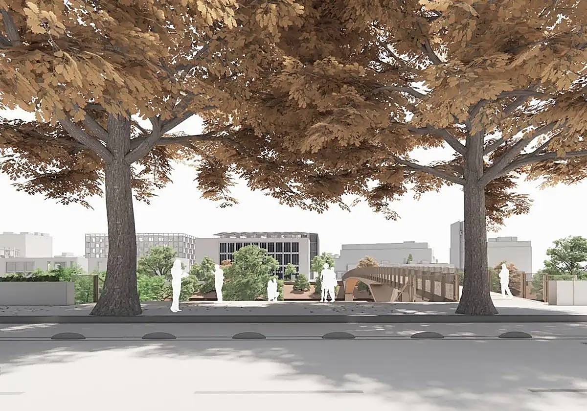 Recreación de la pasarela de Altadis que conectará el barrio de Los Remedios con el Paseo de las Delicias
