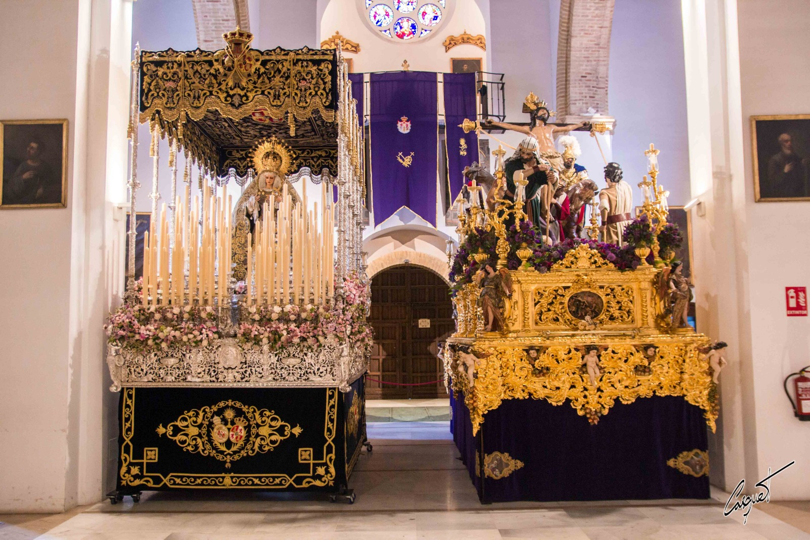 Así lucen los pasos de la Exaltación en el interior de Santa Catalina