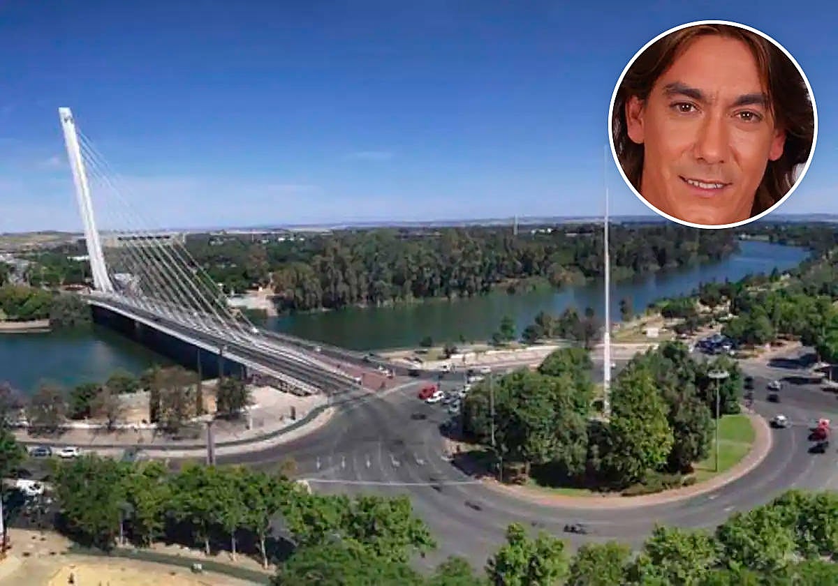 La Glorieta Olímpica donde se produjo el grave accidente de tráfico y en la esquina superior derecha, Miguel Carpio