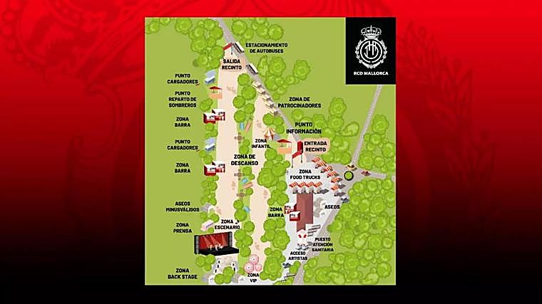 Mapa de la fan zone del RCD Mallorca