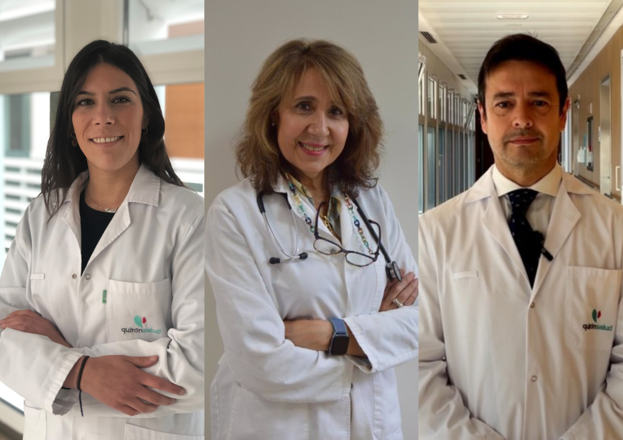 De izquierda a derecha, la nutricionista del Hospital Quirónsalud Infanta Luisa, Inés Martín Pila; la alergóloga del Hospital Quirónsalud Sagrado Corazón, Esther Velázquez; así como el jefe del servicio de traumatología del Hospital Quirónsalud Infanta Luisa, Abraham García Mendoza
