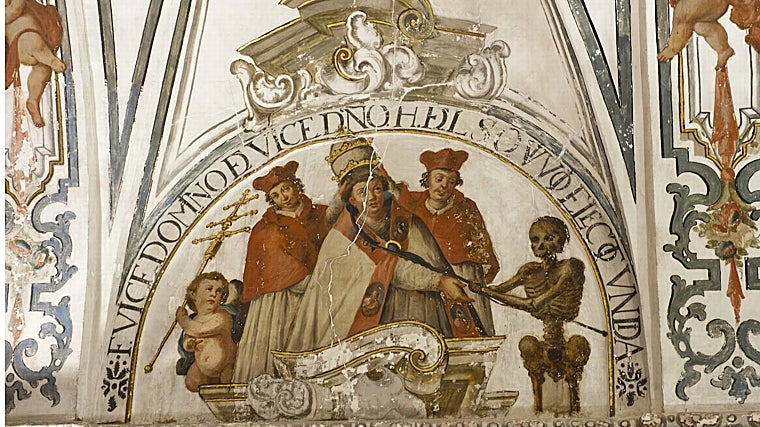 Detalla de una de las pinturas murales del templo