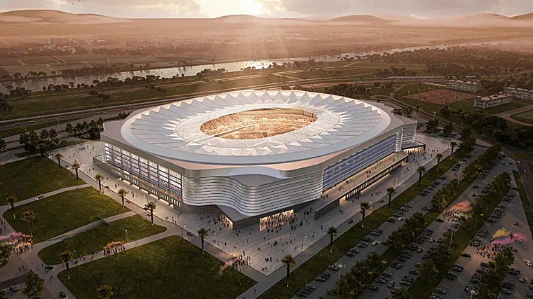 Recreación de cómo quedará el exterior del Estadio de la Cartuja tras su reforma y ampliación