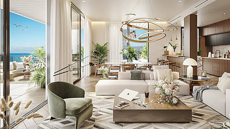 Recreación virtual del interior de una de las viviendas de la promoción