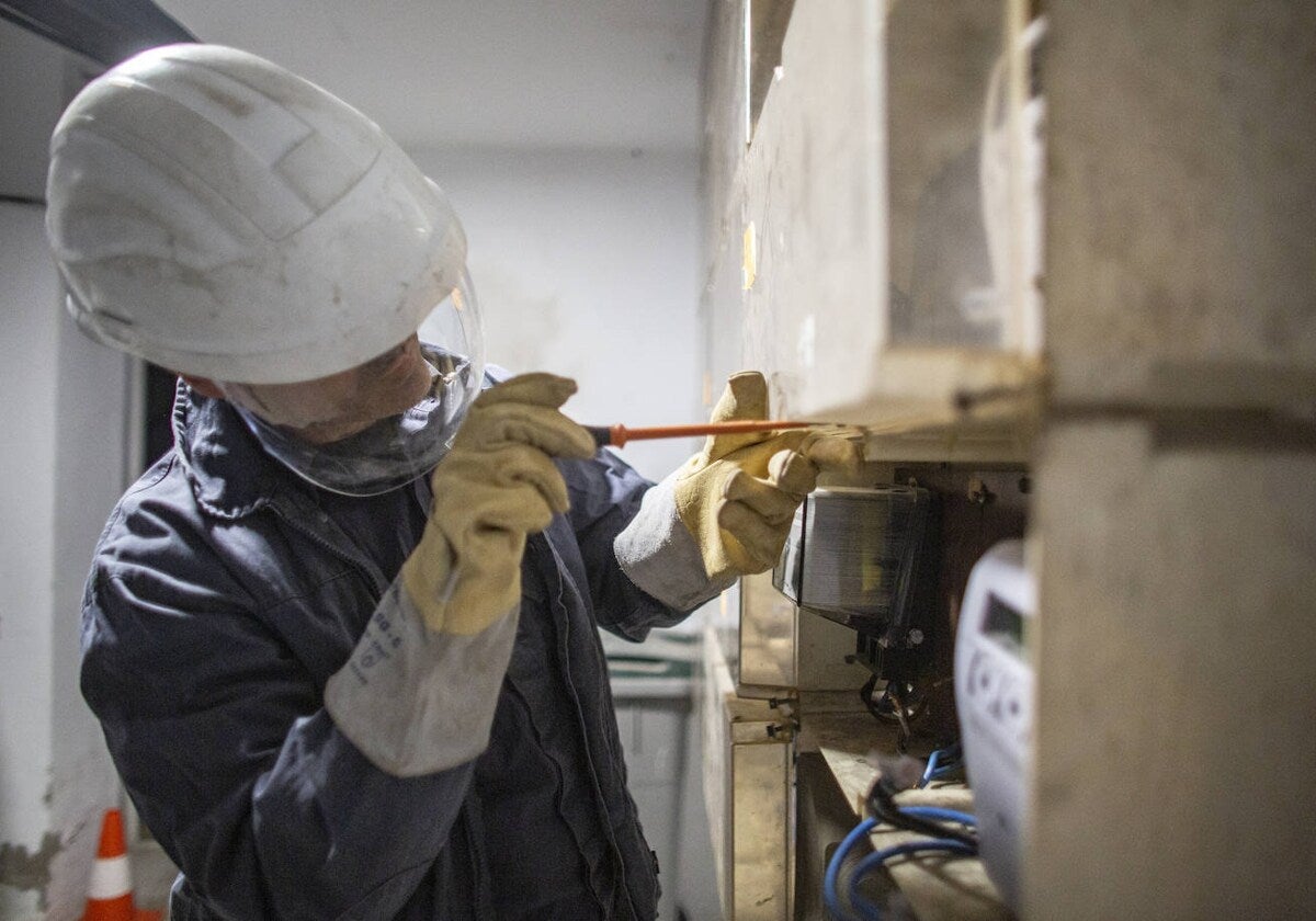 Un técnico de Endesa revisa las instalaciones de una finca