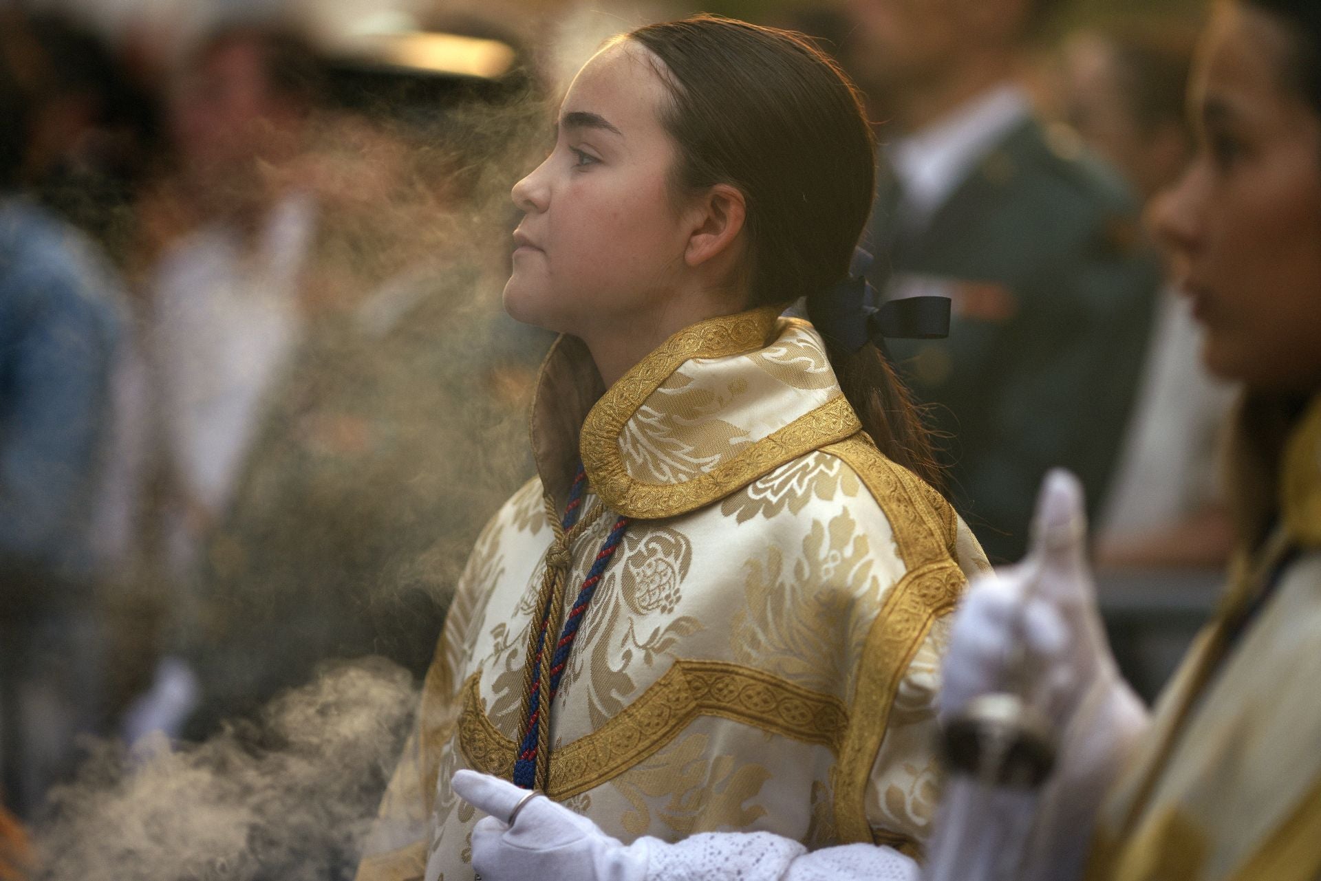 Un momento del traslado  a la Catedral este sábado de la Piedad de la Hermandad del Baratillo