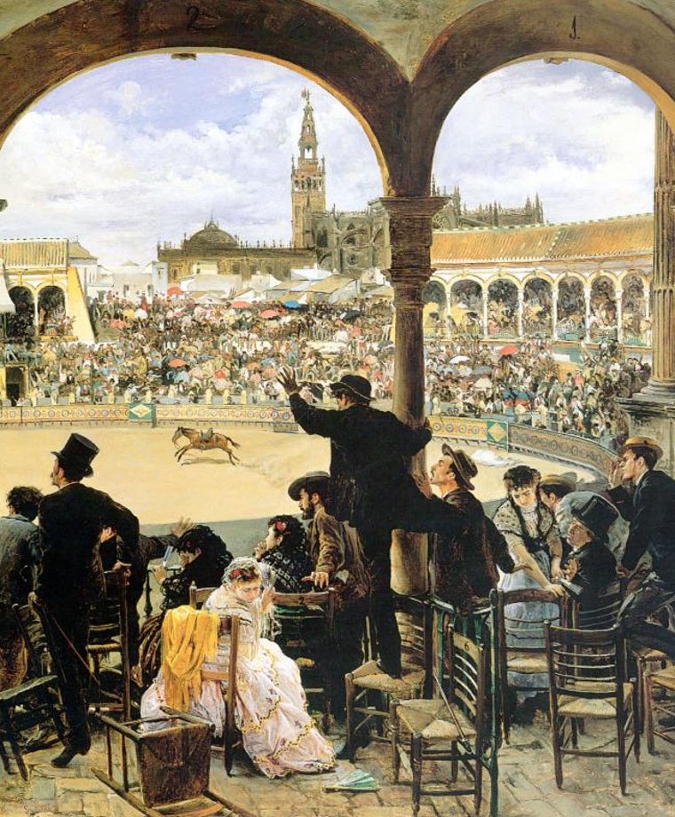 'Un lance en la plaza de toros' (1870), lienzo de José Jiménez Aranda