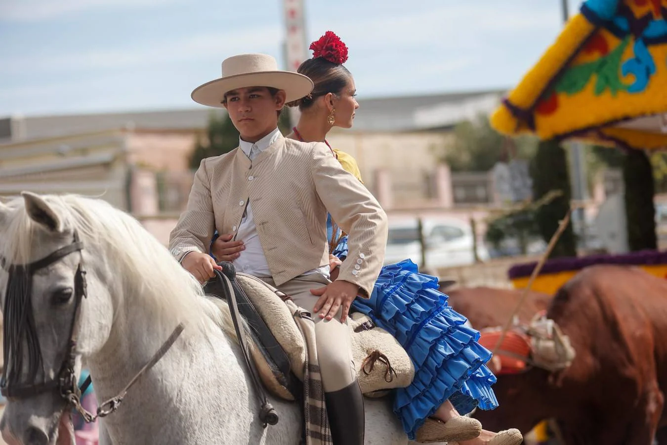 Uno de los momentos de la romería este domingo de la Virgen de Valme, acompañada de carrozas y fieles