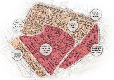 El mapa de las seis barriadas del Polígono Sur en Sevilla: no todo son Las Vegas ni las Tres Mil