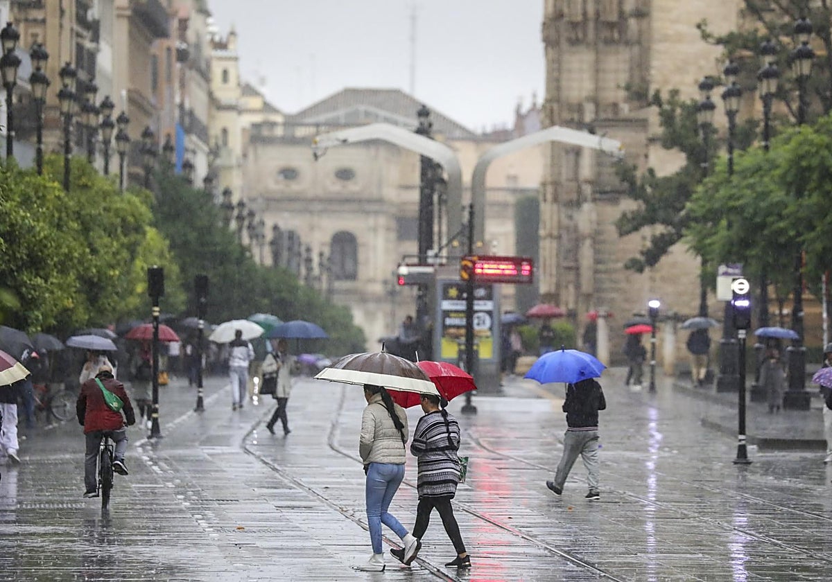 Temporal de lluvia en Sevilla