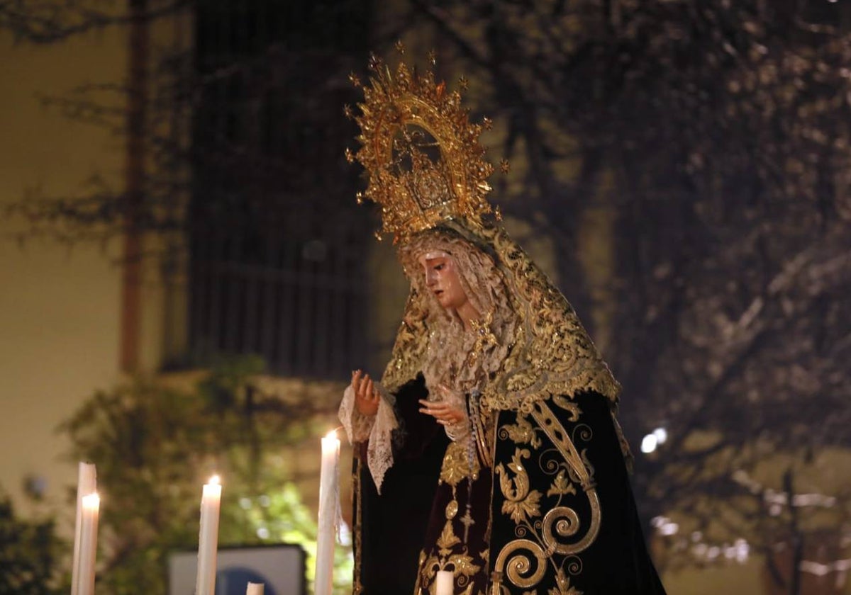 La Virgen de la Angustia en su traslado a la Catedral la pasada Cuaresma