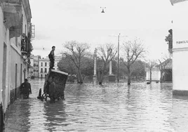 La Alameda de Hércules inundada tras la riada del año 1961