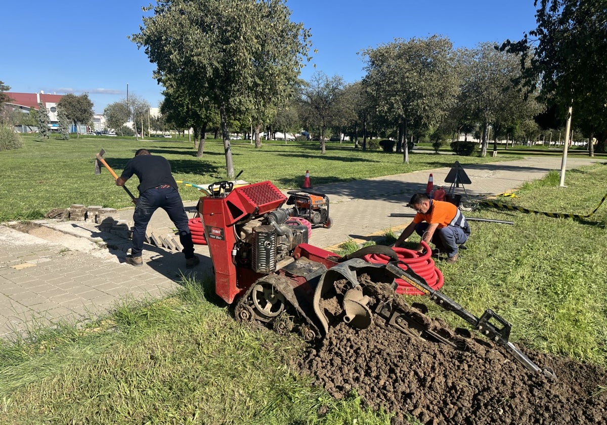 Instalación del sistema de riego del Parque Polígono el Pino