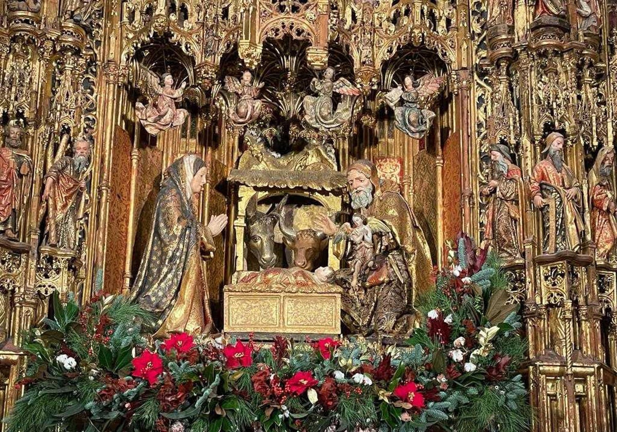 Nacimiento de Jesús representado en el Altar Mayor de la Catedral de Sevilla