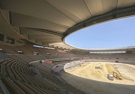 El interior del estadio de la Cartuja, en obras