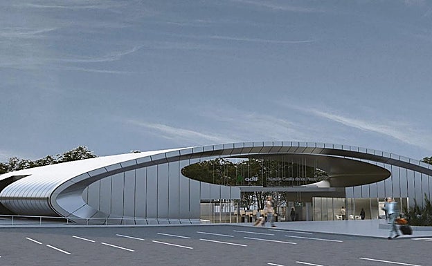 Recreación de la entrada a la estación Casilla de los Pinos