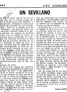 Imagen - Artículo escrito por Rafael Montesinos en el suplemento ABC Literario en noviembre de 1984