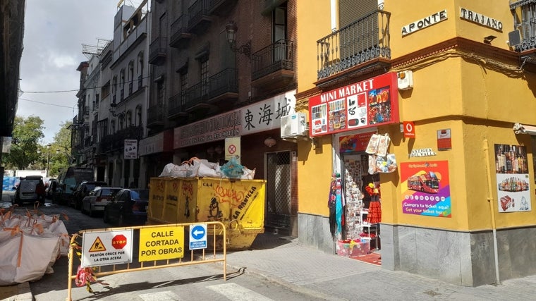 La calle Aponte, cortada por obras