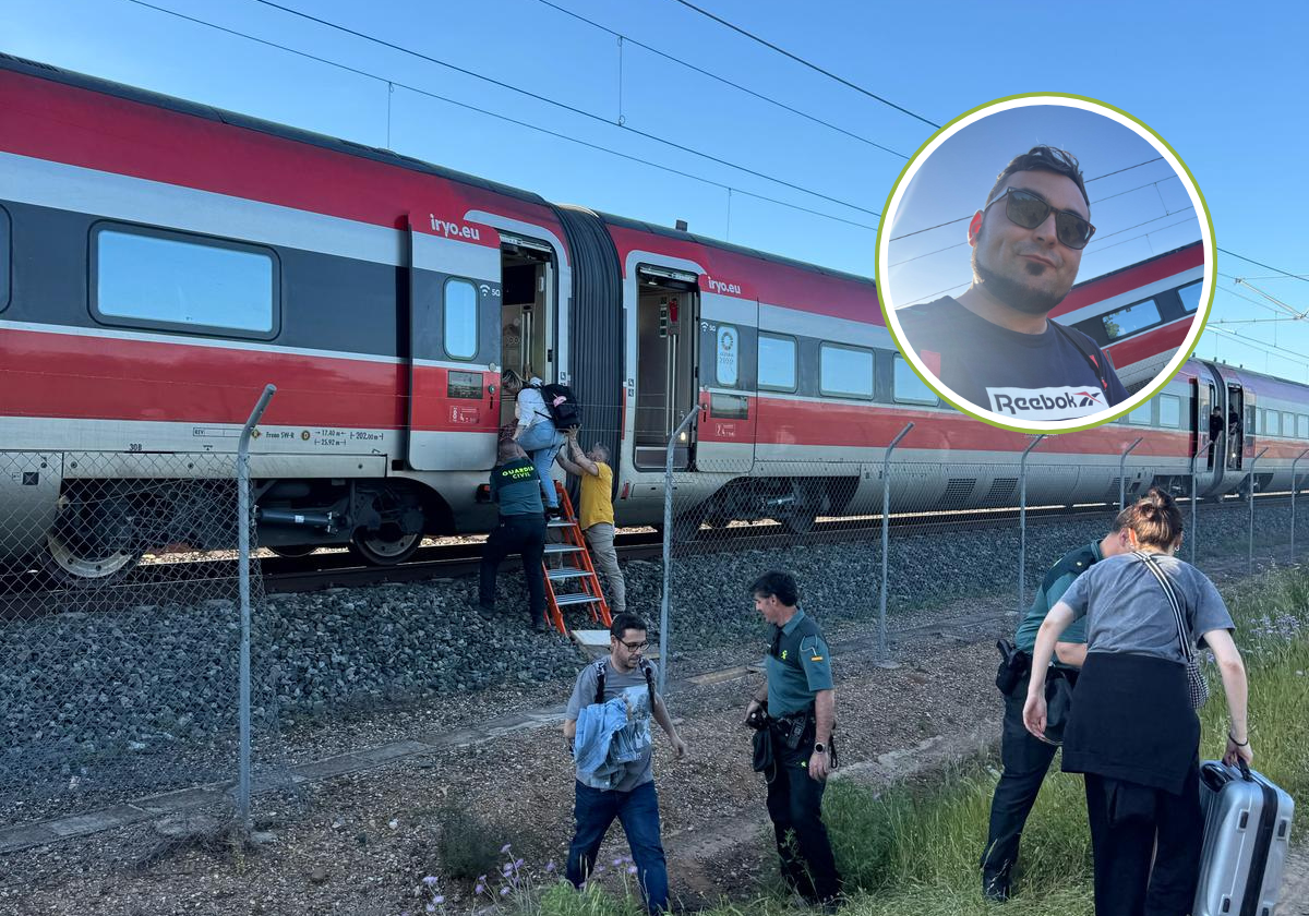 Tren Iryo con destino Madrid parado a la altura de Brenes