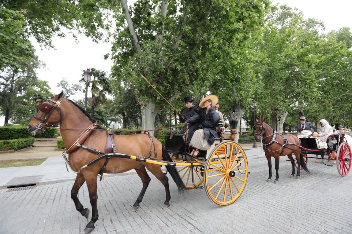 Paseo de los enganches por El Prado, San Telmo y la Plaza de España