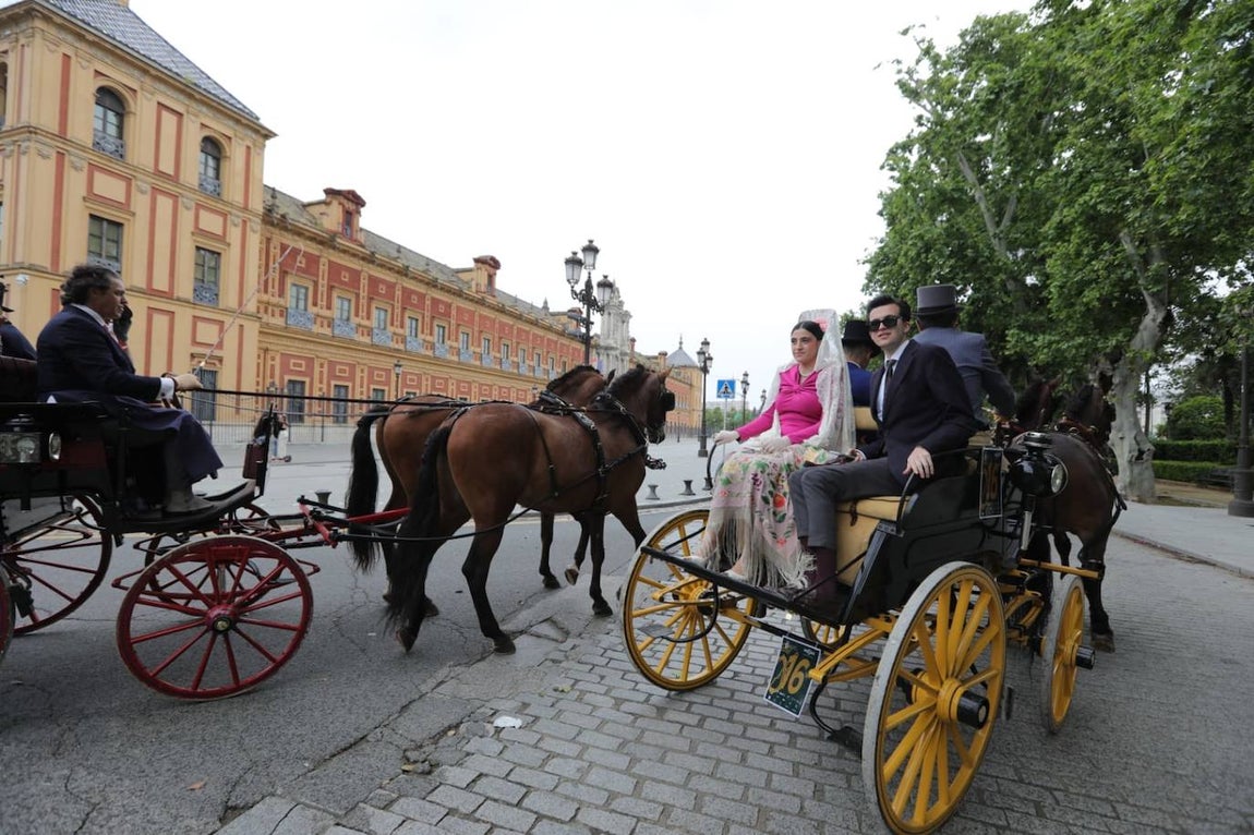 Paseo de los enganches por El Prado, San Telmo y la Plaza de España