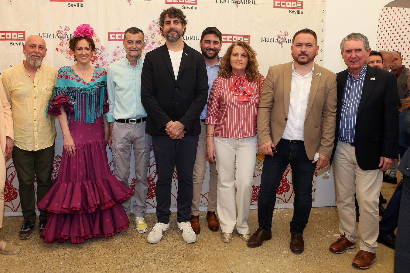 Ernesto Alba, Nuria López, Antonio Maíllo, Carlos Aristu, Ismael Sánchez, Concepción, Luis Escamilla, José Antonio Mesa, en la recepción de CC.OO.