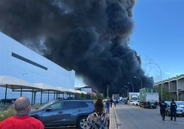 Un incendio en un almacén de productos químicos de Alcalá de Guadaíra provoca explosiones y una gran columna de humo que se ve desde toda Sevilla