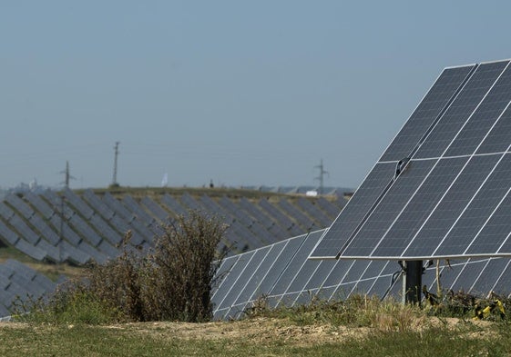 Imagen general del campo solar de Guillena de TotalEnergies que ocupa 400 hectáreas