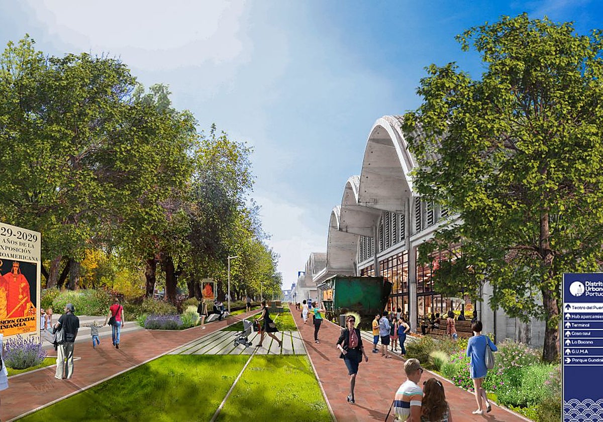 Recreación del futuro Distrito Portuario junto a Las Razas