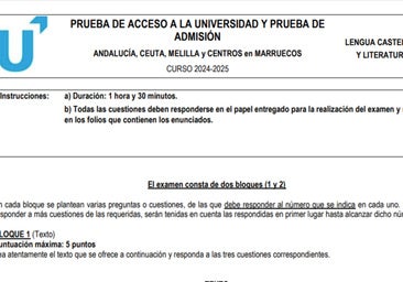 Así ha sido el examen de Lengua y Literatura de Selectividad en Andalucía en 2025