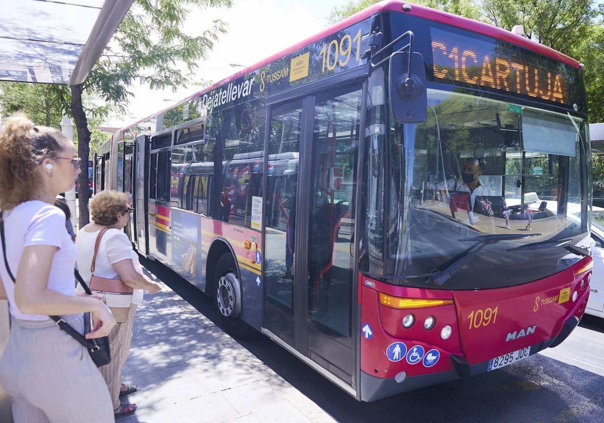 Autobús de la línea circular de Tussam C1