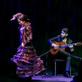 Ángel Crespo, Claudia La Debla y Álvaro Martinete en los momentos finales de su actuación