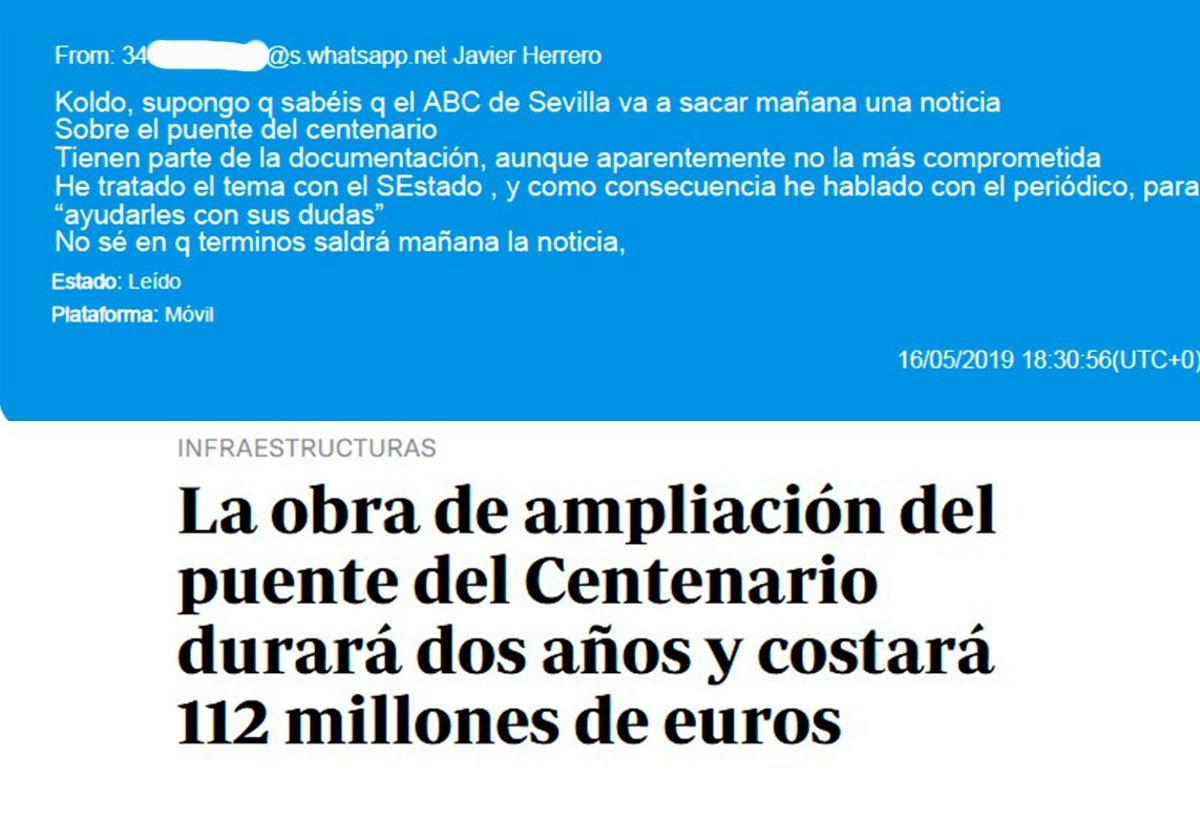 El mensaje de Herrero a Koldo sobre la noticia de ABC sobre el puente del Centenario