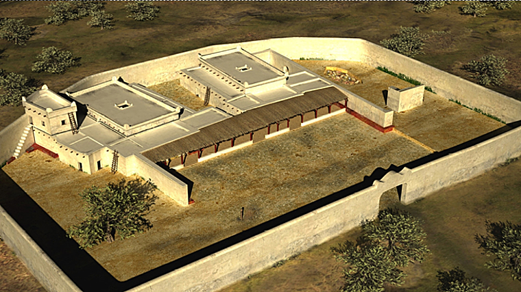 Reconstrucción digital del Templo de Astarté del Carambolo en su momento de máximo esplendor, en la actual Camas.