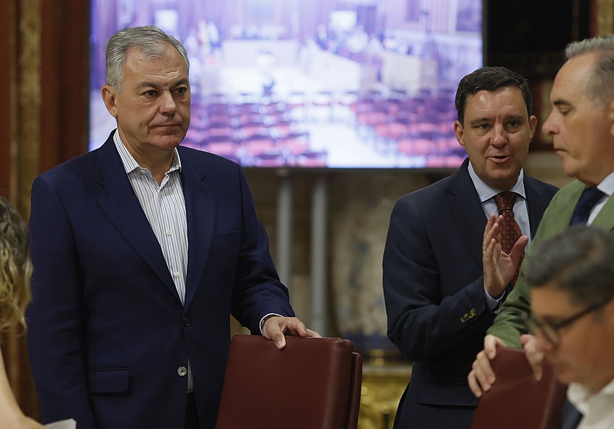 El alcalde de Sevilla, José Luis Sanz, minutos antes de que comenzara el Pleno de ayer