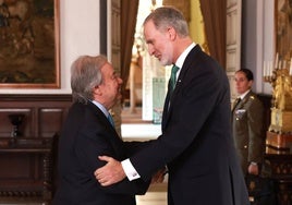 Felipe VI recibe en el Alcázar al secretario general de las Naciones Unidas antes de la Cumbre de la ONU