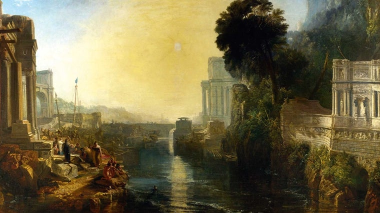 El artista inglés Turner imaginó en 1815 la fundación de Cartago bajo el reinado de Dido, inspirándose en la narración de la Eneida de Virgilio