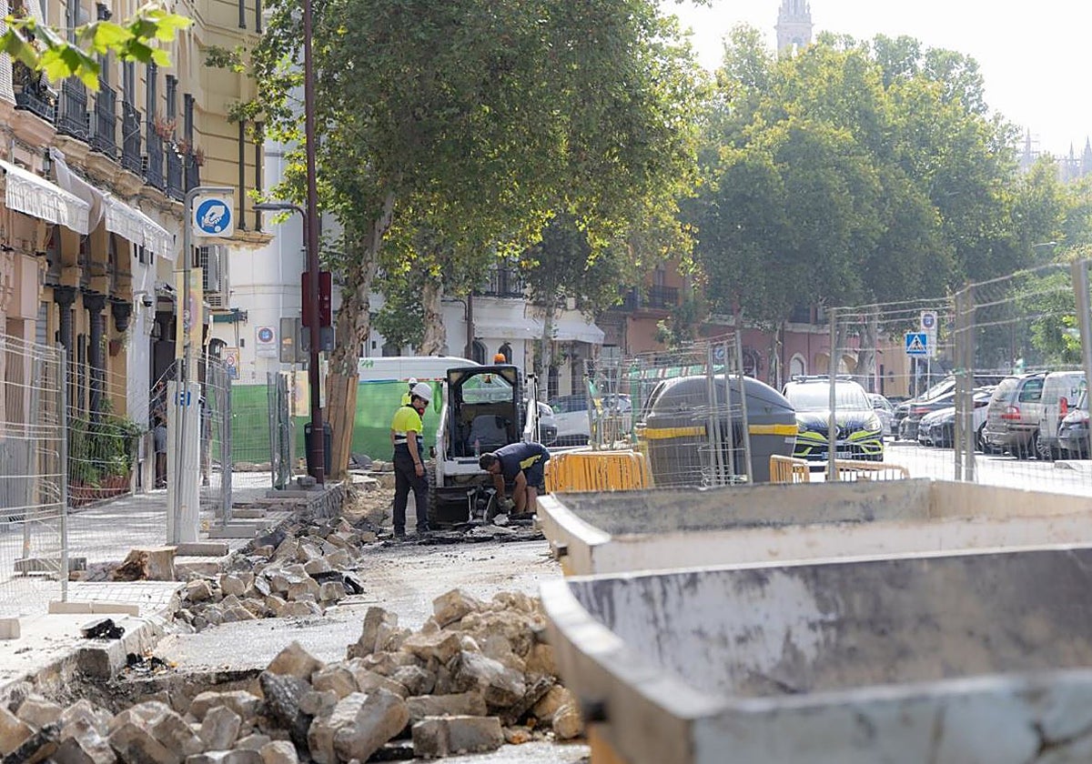 Operarios trabajando sobre la zona